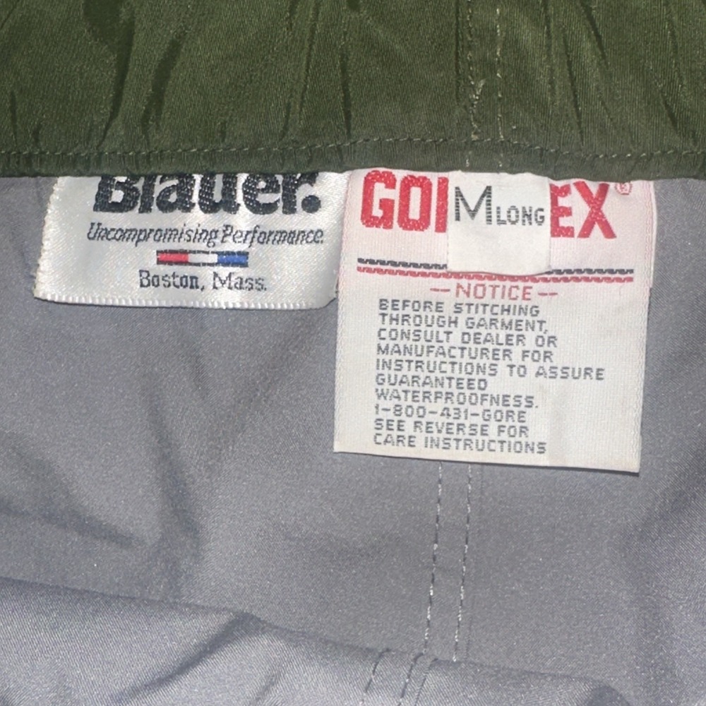 Vintage Blauer Gore Tex Rain Shell Pants Men M  Long Army Green Water Resistant - Picture 7 of 8